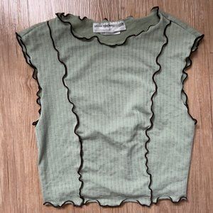 Urban Outfitters - Urban Renewal Top - Women’s Size Small, Green, Wavy Details